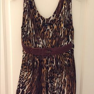 Sky Silk Animal Print Braided Belted Halter Top